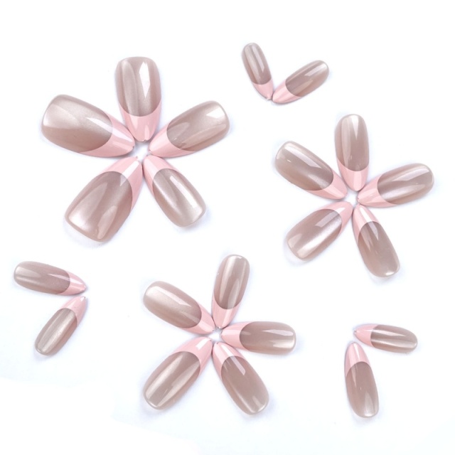 Pink Silver Glitter Two-Tone Press-On Nails,Pink Silver Glitter Two-Tone Press-On Nails 