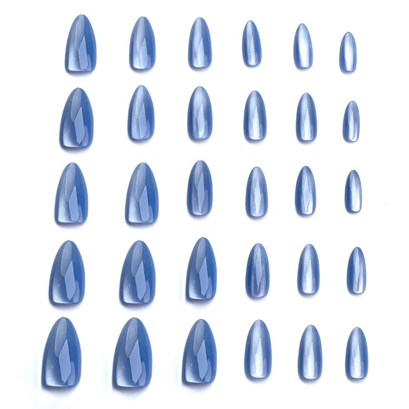 Blue Shimmer Stiletto Press-On Nails,Blue Shimmer Stiletto Press-On Nails 
