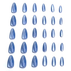 Blue Shimmer Stiletto Press-On Nails,Blue Shimmer Stiletto Press-On Nails 