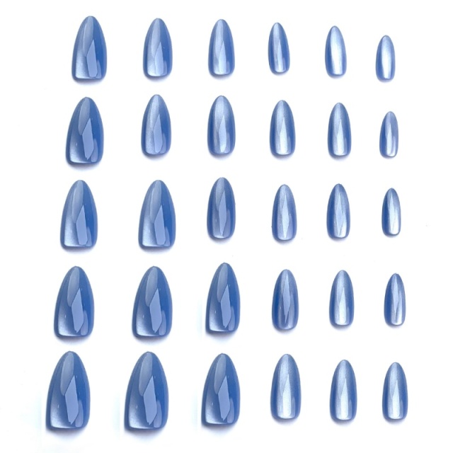Blue Shimmer Stiletto Press-On Nails,Blue Shimmer Stiletto Press-On Nails 