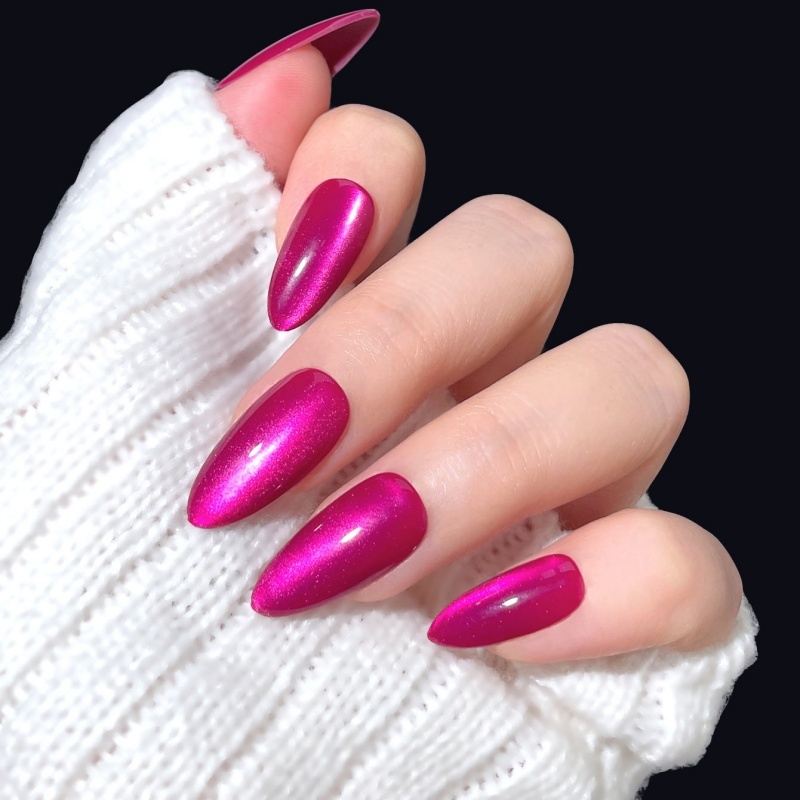 Fuchsia Shimmer Stiletto Wearable Nails,Fuchsia Shimmer Stiletto Wearable Nails 