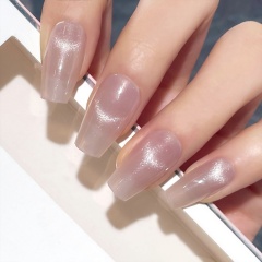 Nude Pink Glitter Clear Press-On Nails,Nude Pink Glitter Clear Press-On Nails 