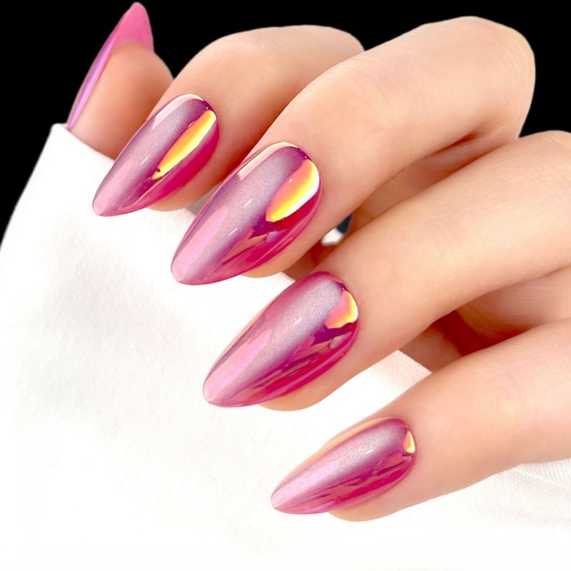 Pink-Purple Aurora Stiletto Press-On Nails,Pink-Purple Aurora Stiletto Press-On Nails 