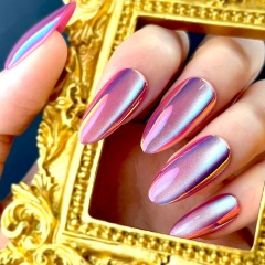 Pink-Purple Metallic Aurora Stiletto Press-On Nails,Pink-Purple Metallic Aurora Stiletto Press-On Nails 
