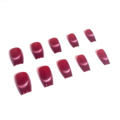 Medium-long oval false nails with deep red gloss,Medium-long oval false nails with deep red gloss 