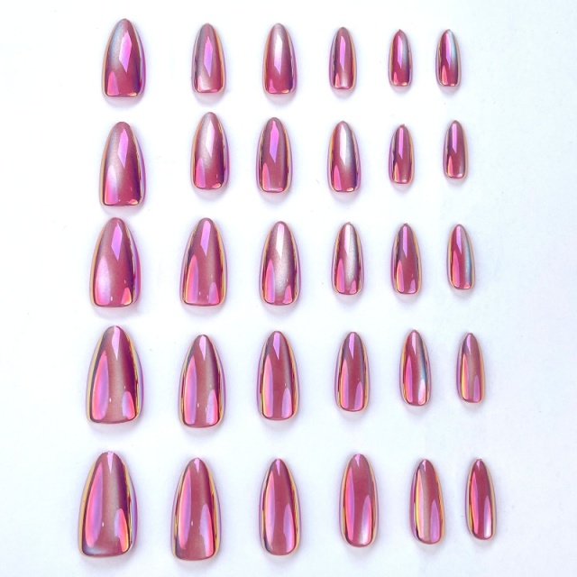 Pink-Purple Metallic Aurora Stiletto Press-On Nails,Pink-Purple Metallic Aurora Stiletto Press-On Nails 