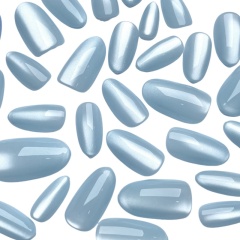 Light Blue Shimmer Oval Press-On Nails,Light Blue Shimmer Oval Press-On Nails 