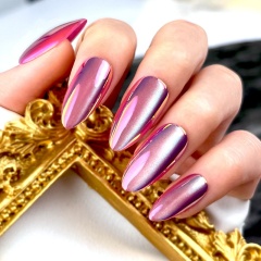 Pink-Purple Metallic Aurora Stiletto Press-On Nails,Pink-Purple Metallic Aurora Stiletto Press-On Nails 
