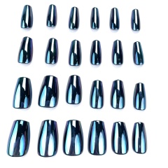 Black Iridescent Mirror Square Press-On Nails,Black Iridescent Mirror Square Press-On Nails 