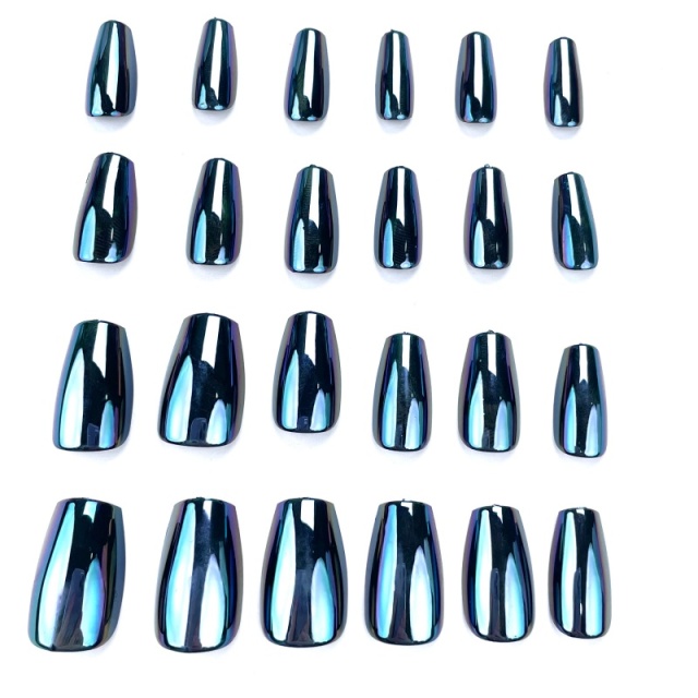 Black Iridescent Mirror Square Press-On Nails,Black Iridescent Mirror Square Press-On Nails 