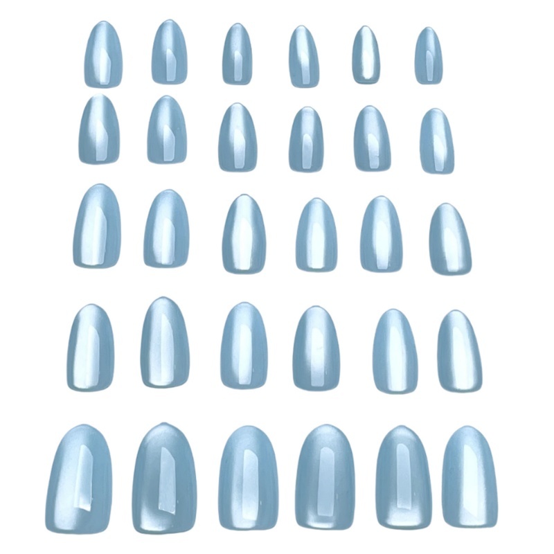 Light Blue Shimmer Oval Press-On Nails,Light Blue Shimmer Oval Press-On Nails 