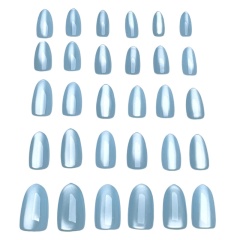 Light Blue Shimmer Oval Press-On Nails,Light Blue Shimmer Oval Press-On Nails 