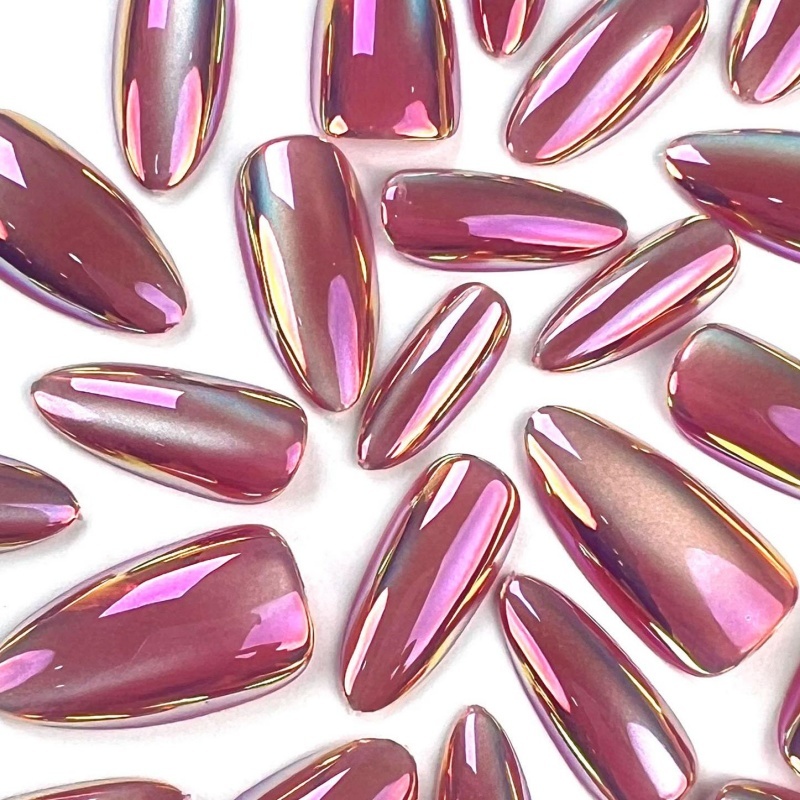 Pink-Purple Metallic Aurora Stiletto Press-On Nails,Pink-Purple Metallic Aurora Stiletto Press-On Nails 