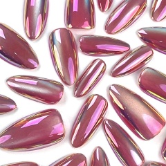 Pink-Purple Metallic Aurora Stiletto Press-On Nails,Pink-Purple Metallic Aurora Stiletto Press-On Nails 