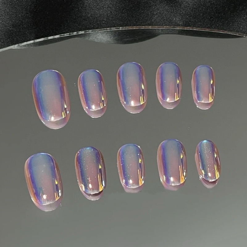 Long almond-shaped pink metallic glossy nails,Long almond-shaped pink metallic glossy nails 