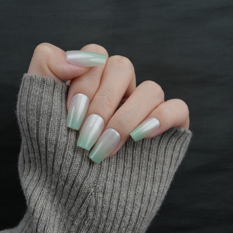 Mint Green Ombre Shimmer Press-On Nails,Mint Green Ombre Shimmer Press-On Nails 
