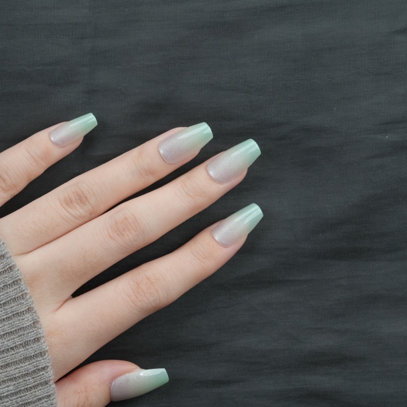 Mint Green Ombre Shimmer Press-On Nails,Mint Green Ombre Shimmer Press-On Nails 