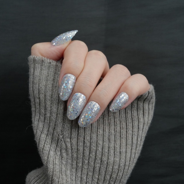 Silver Glitter Bling Wearable Nails,Silver Glitter Bling Wearable Nails 