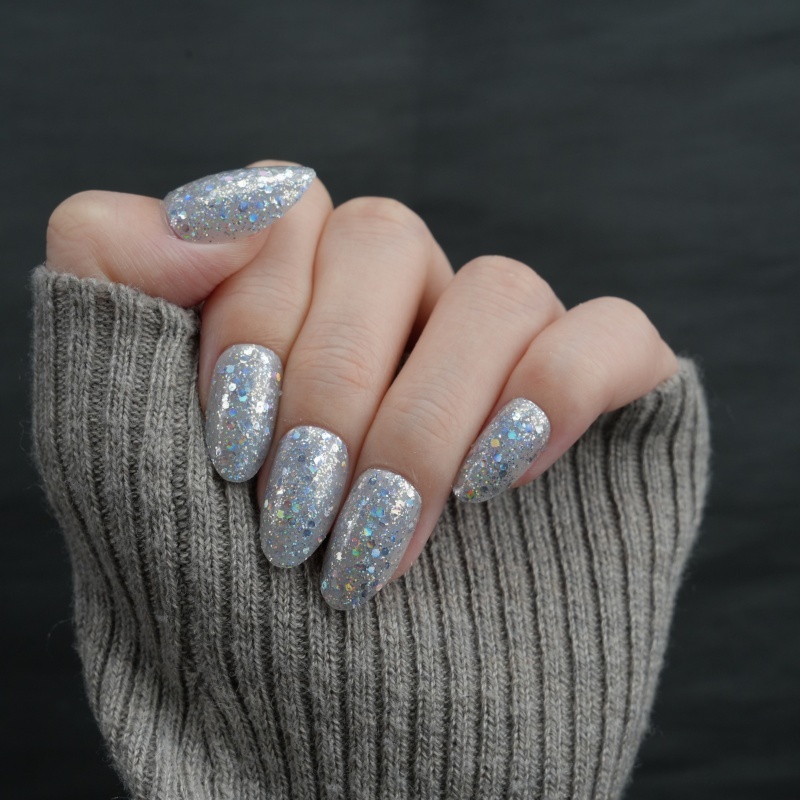 Silver Glitter Bling Wearable Nails,Silver Glitter Bling Wearable Nails 