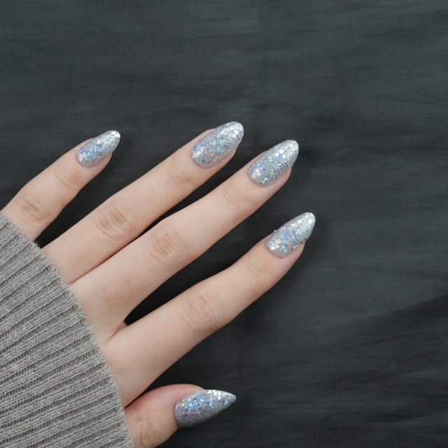 Silver Glitter Bling Wearable Nails,Silver Glitter Bling Wearable Nails 