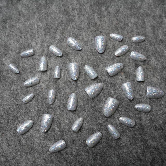 Silver Glitter Bling Wearable Nails,Silver Glitter Bling Wearable Nails 