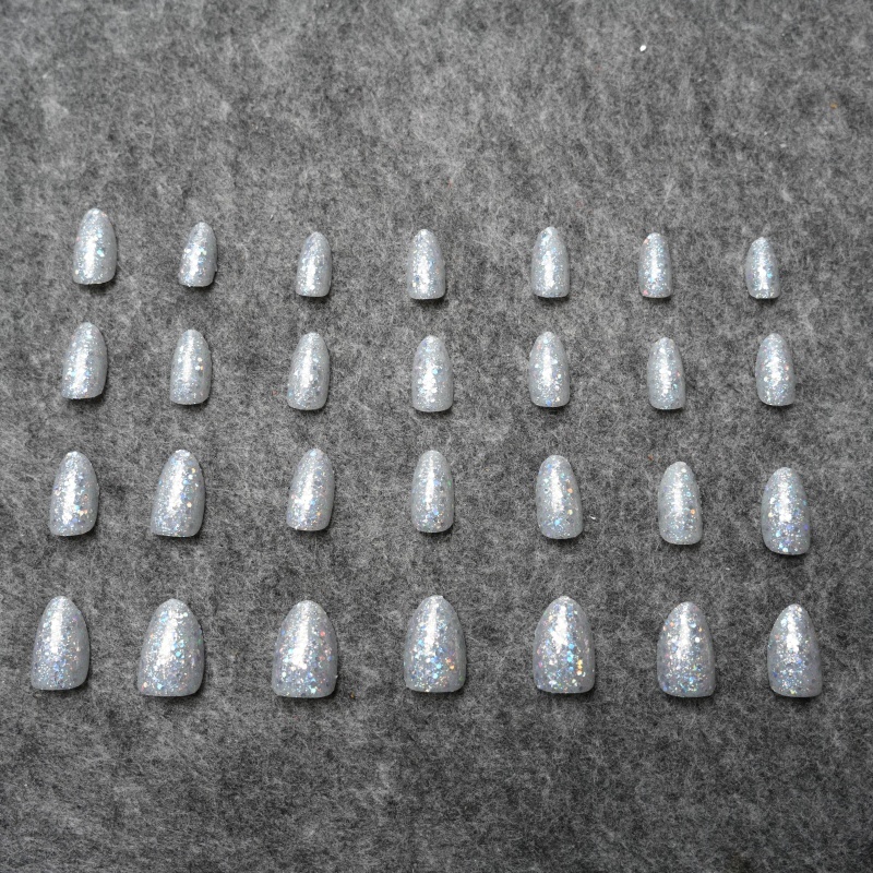Silver Glitter Bling Wearable Nails,Silver Glitter Bling Wearable Nails 