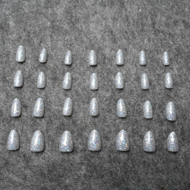Silver Glitter Bling Wearable Nails,Silver Glitter Bling Wearable Nails 