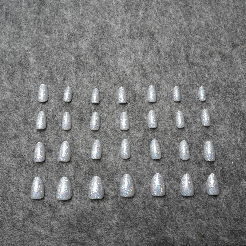 Silver Glitter Bling Wearable Nails,Silver Glitter Bling Wearable Nails 