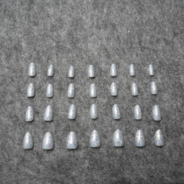 Silver Glitter Bling Wearable Nails,Silver Glitter Bling Wearable Nails 