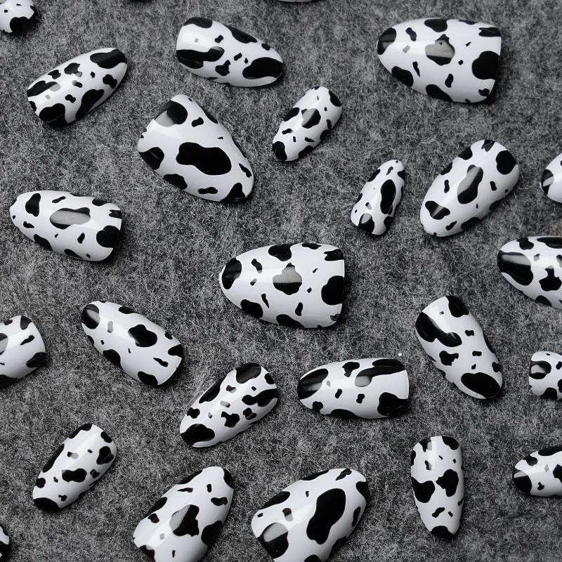 Cow Print Press-On Nails,Cow Print Press-On Nails 