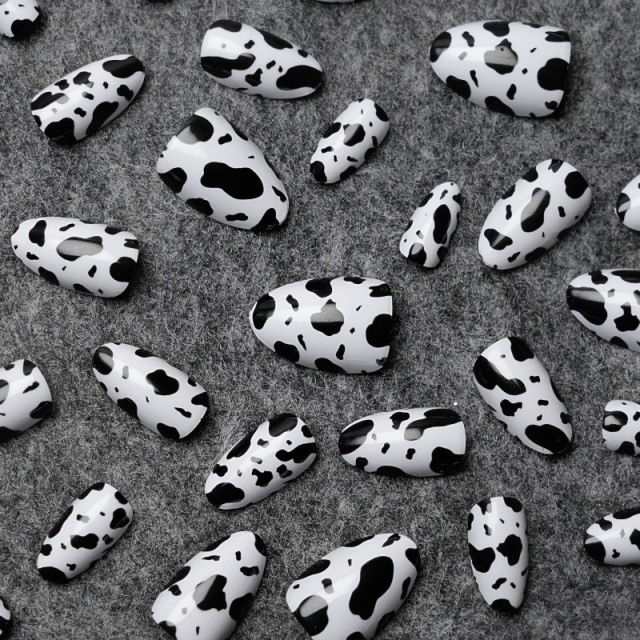 Cow Print Press-On Nails,Cow Print Press-On Nails 