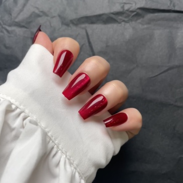 Metallic Red Glossy Press-On Nails,Metallic Red Glossy Press-On Nails 