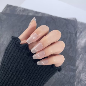 Nude Pink Glitter Clear Press-On Nails,Nude Pink Glitter Clear Press-On Nails 