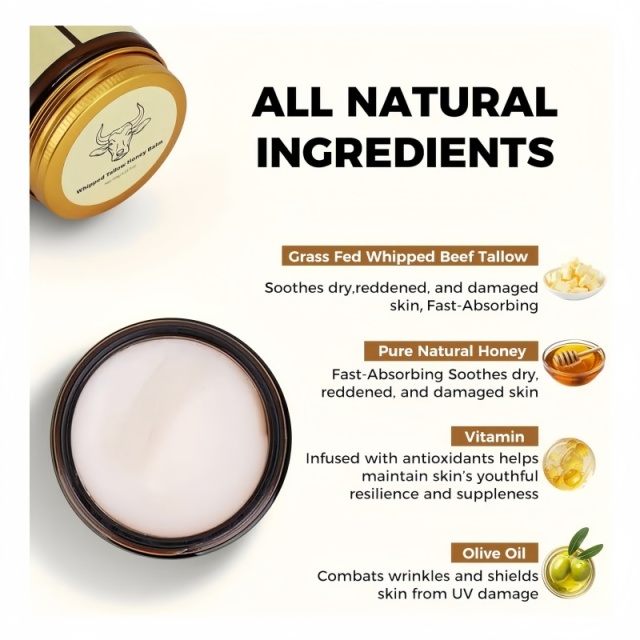 All-Natural Whipped Tallow Honey Soothe Balm,All-Natural Whipped Tallow Honey Soothe Balm 