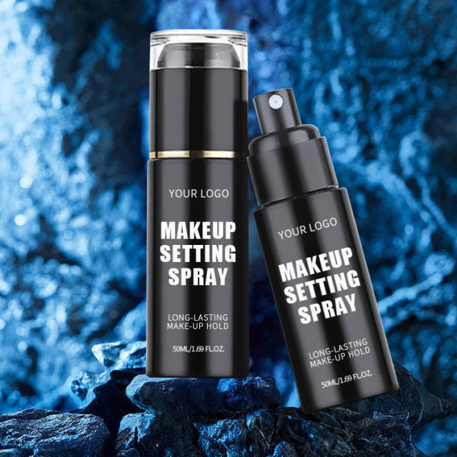 Men's Long-Lasting Setting Spray 50ml - Customizable Black Bottle with OEM/ODM Support