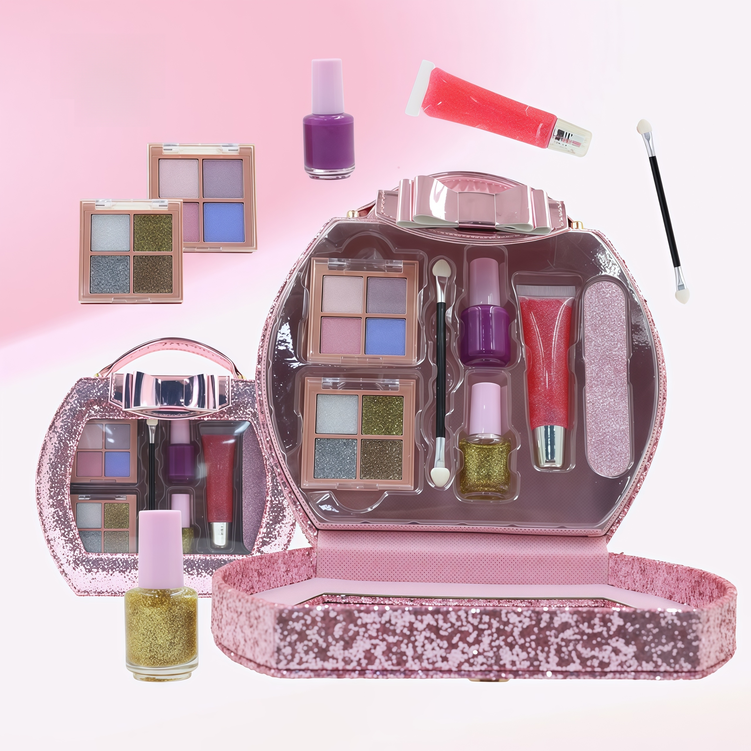 Glitter Pink All-In-One Makeup Kit Bundle - B2B Custom Component Mixing + Private Label Packaging Tone Adjustment SGS Certified