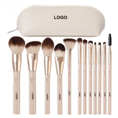 Wholesale 12Pcs Bionic Fiber Makeup Brush Set Supplier - Custom Logo Cosmetic Brush Kit with Storage Pouch,Wholesale 12Pcs Bionic Fiber Makeup Brush Set Supplier - Custom Logo Cosmetic Brush Kit with Storage Pouch 