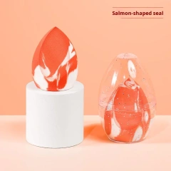 Salmon Marble Pattern Makeup Sponge with Egg Storage Case – Custom Logo Beauty Blender for Wholesale,Salmon Marble Pattern Makeup Sponge with Egg Storage Case – Custom Logo Beauty Blender for Wholesale 