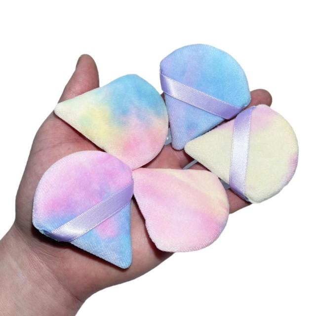 Rainbow Tie-Dye Velvet Powder Puff Set – Teardrop Cosmetic Puffs for B2B Wholesale,Rainbow Tie-Dye Velvet Powder Puff Set – Teardrop Cosmetic Puffs for B2B Wholesale 