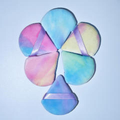 Rainbow Tie-Dye Velvet Powder Puff Set – Teardrop Cosmetic Puffs for B2B Wholesale,Rainbow Tie-Dye Velvet Powder Puff Set – Teardrop Cosmetic Puffs for B2B Wholesale 
