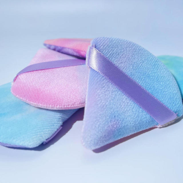 Rainbow Tie-Dye Velvet Powder Puff Set – Teardrop Cosmetic Puffs for B2B Wholesale,Rainbow Tie-Dye Velvet Powder Puff Set – Teardrop Cosmetic Puffs for B2B Wholesale 