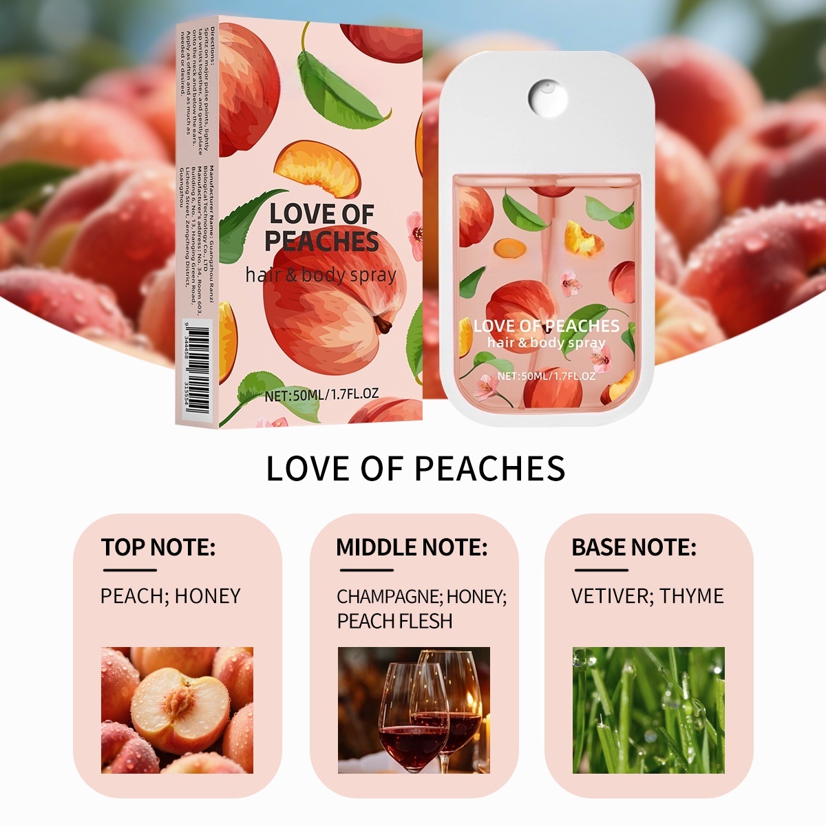 Love of Peaches Hair & Body Spray Wholesale | 50ml Portable Peach Champagne Fragrance Supplier,Love of Peaches Hair & Body Spray Wholesale | 50ml Portable Peach Champagne Fragrance Supplier 