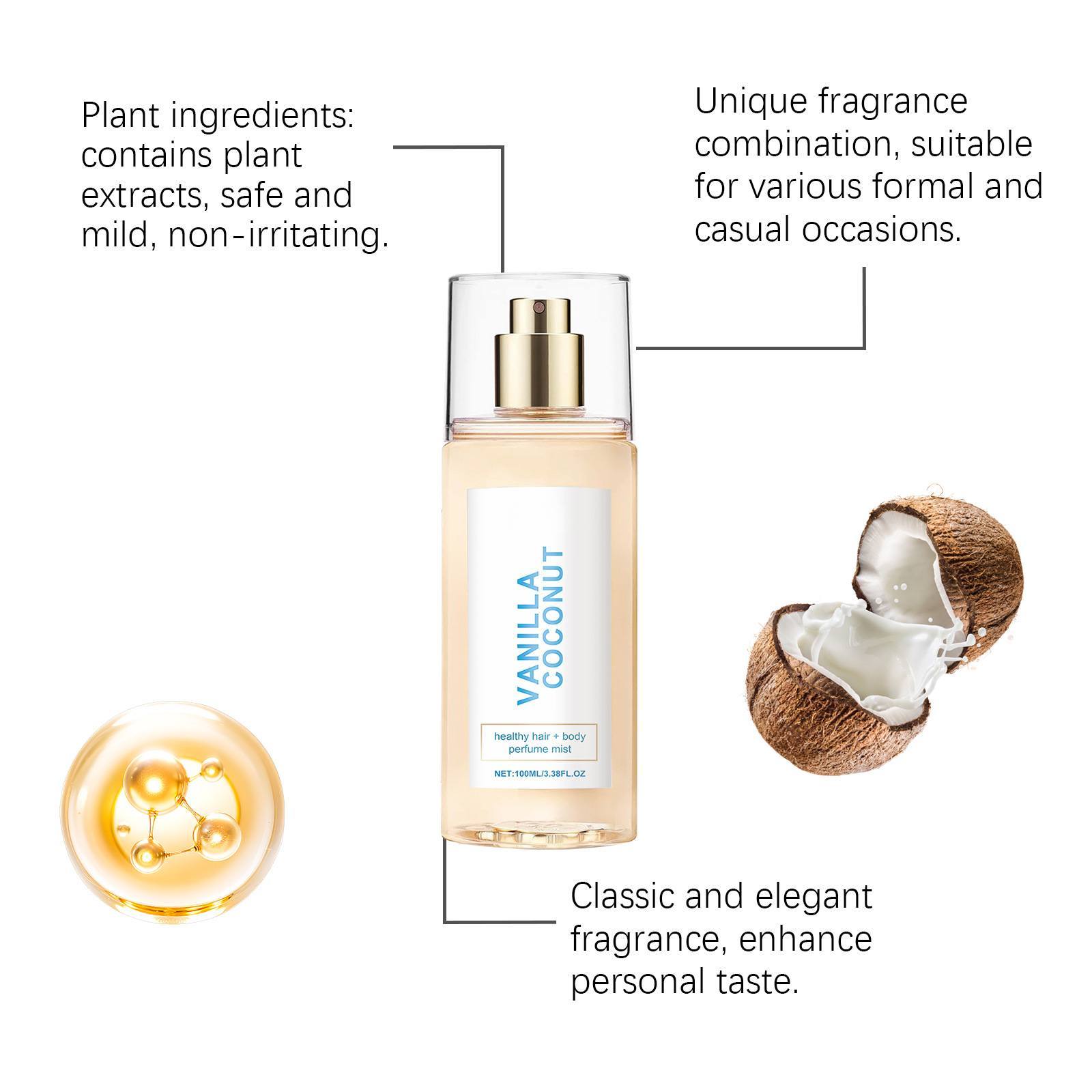 Vanilla Coconut Hair & Body Perfume Mist - Moisturizing Fragrance Wholesale Supplier,Vanilla Coconut Hair & Body Perfume Mist - Moisturizing Fragrance Wholesale Supplier 