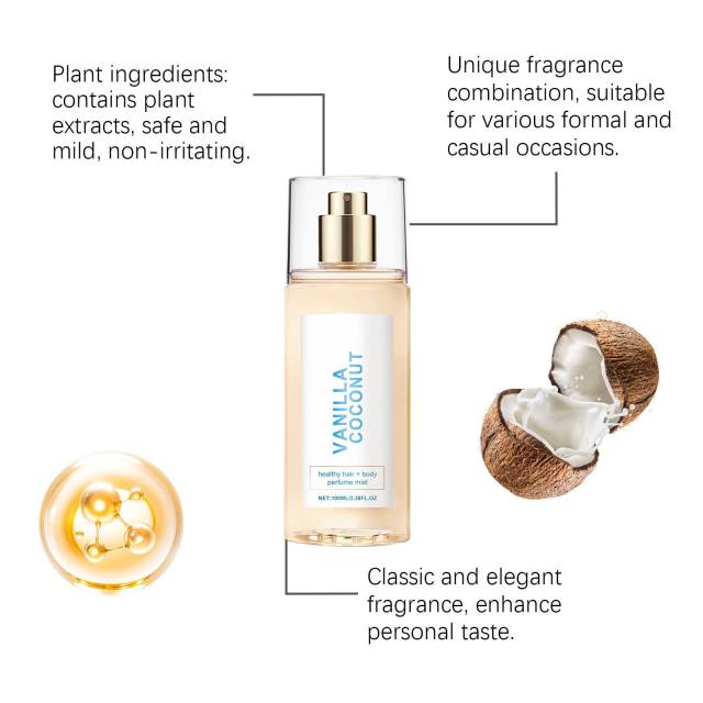 Vanilla Coconut Hair & Body Perfume Mist - Moisturizing Fragrance Wholesale Supplier,Vanilla Coconut Hair & Body Perfume Mist - Moisturizing Fragrance Wholesale Supplier 