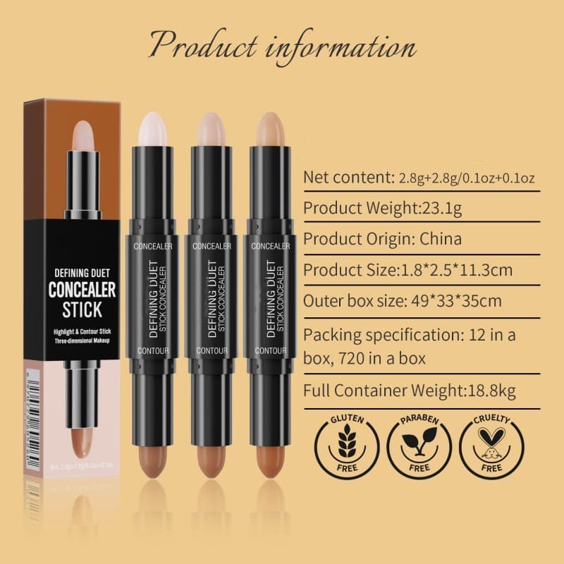 Dual-end Contour Stick, Shading, Highlighting, Brightening, Waterproof Concealer Pen OEM Manufacturer & Supplier,Dual-end Contour Stick, Shading, Highlighting, Brightening, Waterproof Concealer Pen OEM Manufacturer & Supplier 