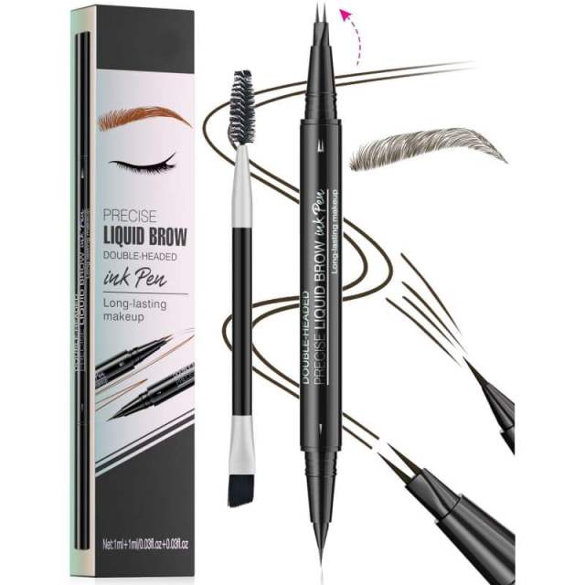 Natural & Smooth Dual-ended Eyebrow Pencil, Waterproof, Sweat-Proof & Smudge-Proof,Natural & Smooth Dual-ended Eyebrow Pencil, Waterproof, Sweat-Proof & Smudge-Proof 