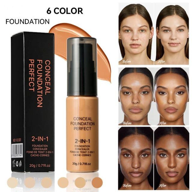 6-color Foundation & Concealer Cream, Long-Lasting Waterproof Liquid Foundation,6-color Foundation & Concealer Cream, Long-Lasting Waterproof Liquid Foundation 