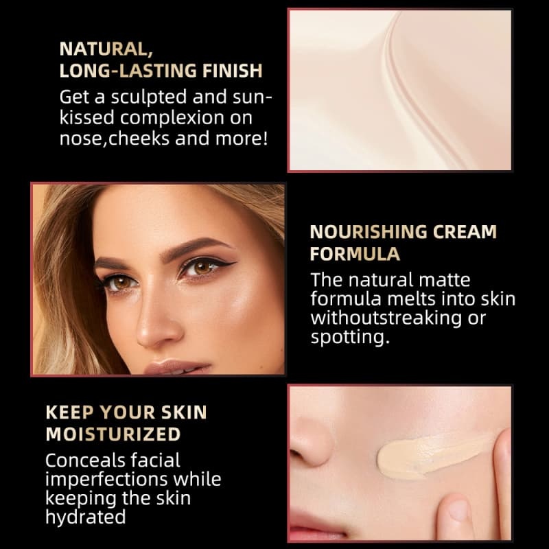 6-Color BB Cream Foundation, 24-Hour Moisturizing & Silky Texture, Hydrating, Facial Contouring & Long-Lasting Makeup,6-Color BB Cream Foundation, 24-Hour Moisturizing & Silky Texture, Hydrating, Facial Contouring & Long-Lasting Makeup 