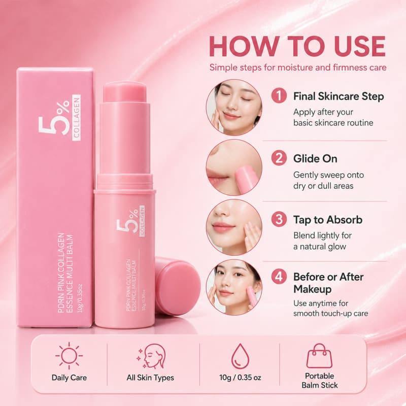 PDRN Pink Collagen Plumping Balm Anti-Wrinkle & Firming Stick Multi-Effect Essence Stick,PDRN Pink Collagen Plumping Balm Anti-Wrinkle & Firming Stick Multi-Effect Essence Stick 