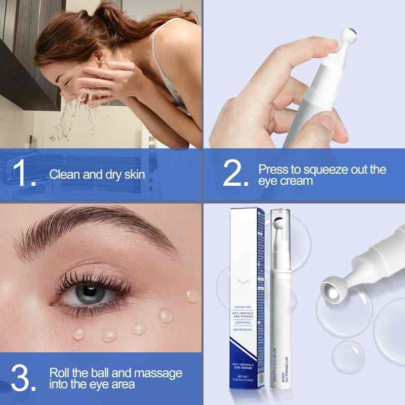 Anti-Wrinkle Eye Serum with Cooling Massage Roller, Hydrating Firming Eye Treatment,Anti-Wrinkle Eye Serum with Cooling Massage Roller, Hydrating Firming Eye Treatment 